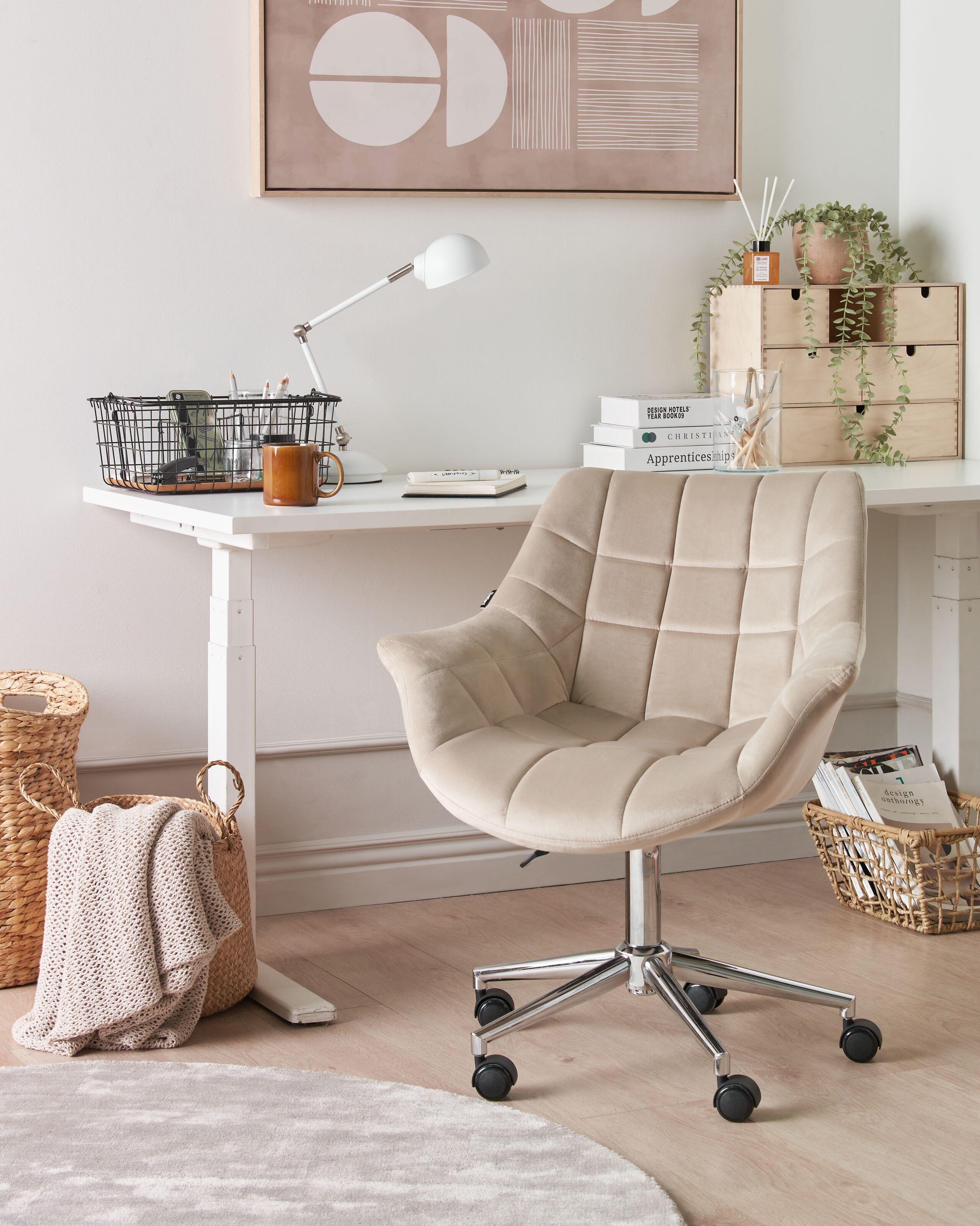 Beliani Chaise de bureau en Velours Moderne LABELLE  