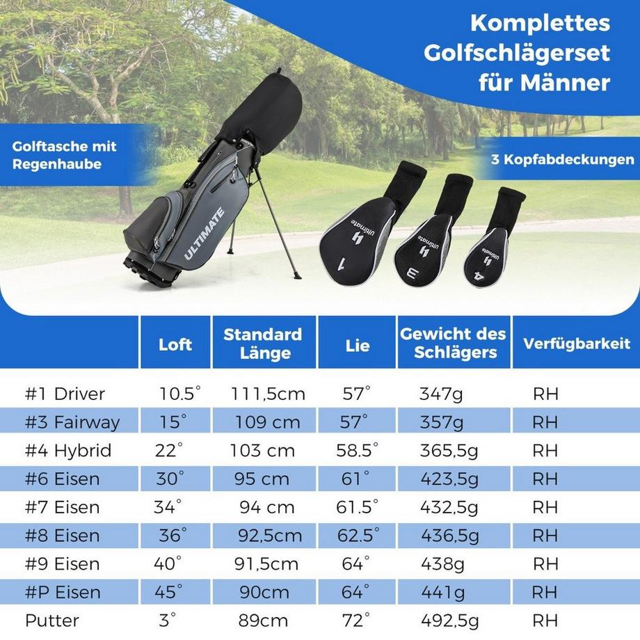 Northix  -Golfschlägerset, 10-teilig 
