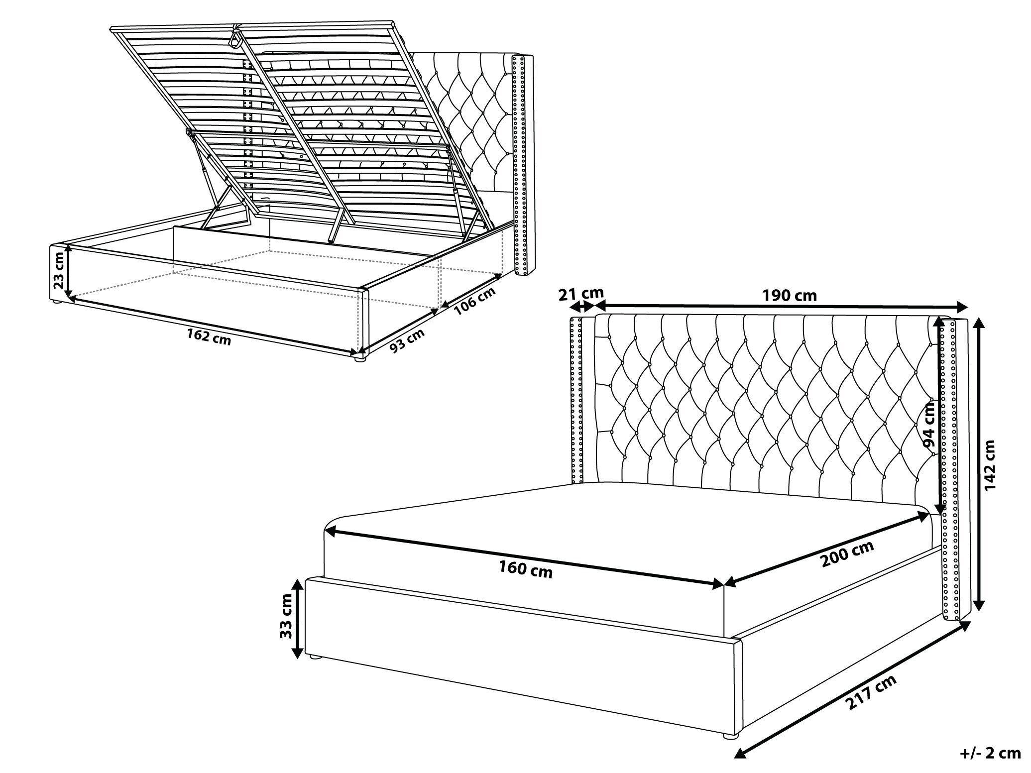 Beliani Bett mit Bettkasten aus Samtstoff Retro LUBBON  