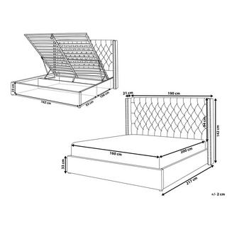 Beliani Bett mit Bettkasten aus Samtstoff Retro LUBBON  