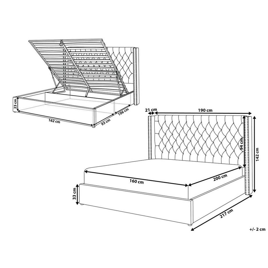 Beliani Lit ottoman en Velours Glamour LUBBON  