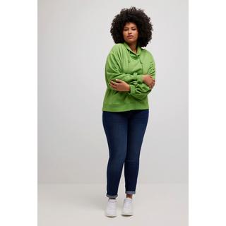 Ulla Popken  Sweat-shirt oversize à manches longues, poche kangourou et col montant 