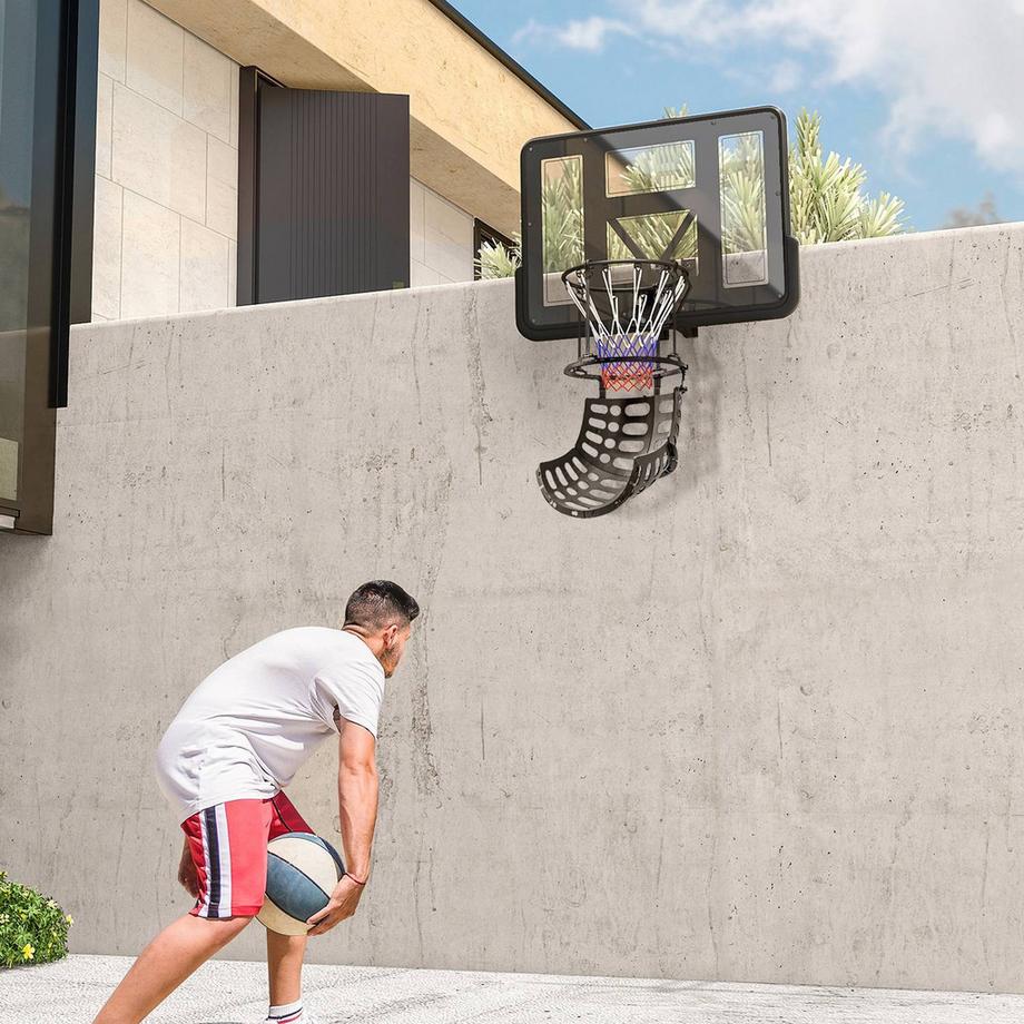 Northio Rebondeur de basket-ball, fixation de retour de basket-ball rotative à 360°, système de rebond de basket-ball pour la pratique du tir de basket-ball, avec rampe de rebond, intérieur-extérieur, noir  