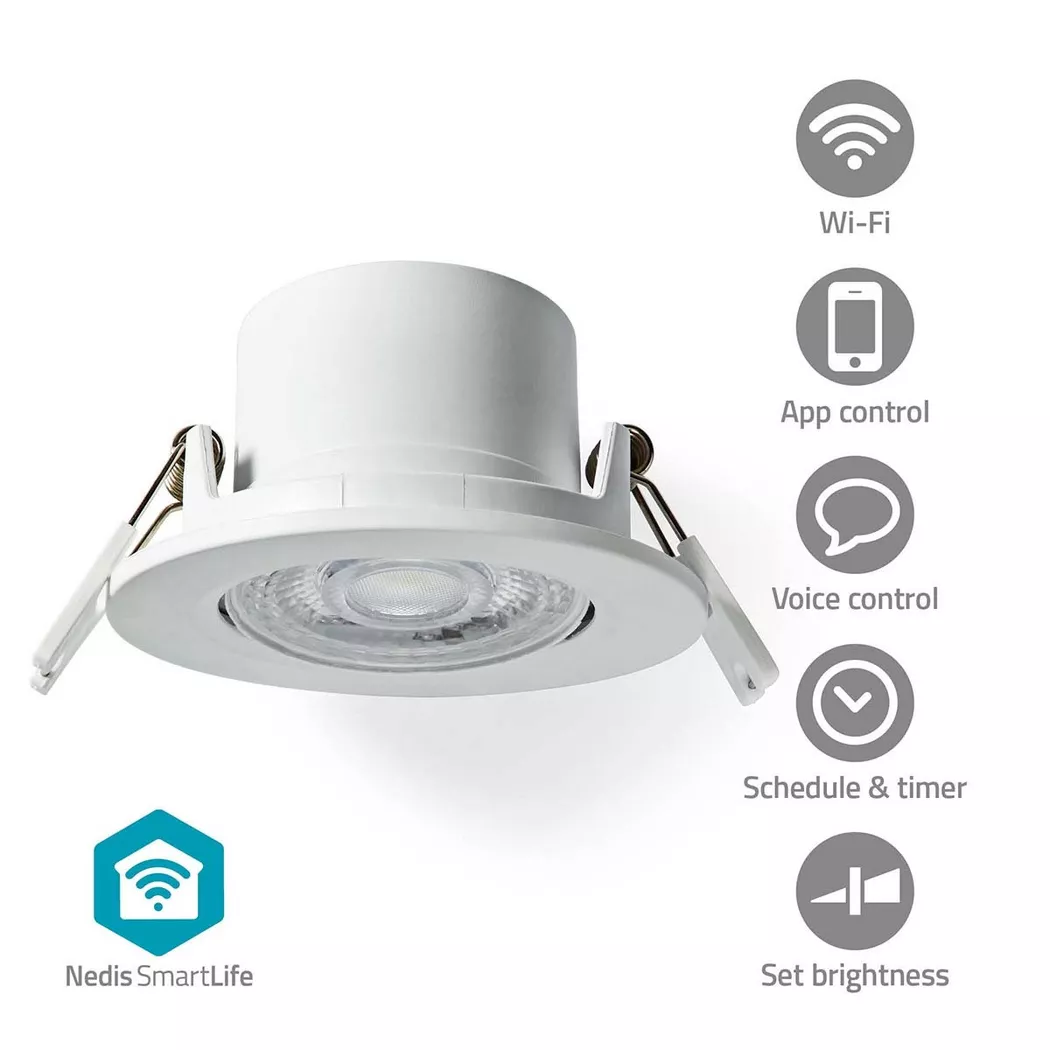 Nedis – SmartLife-Deckenleuchte | Wi-Fi Warm- bis kaltweiß Rund Durchmesser: 52 mm 360 lm 2700 6500 K IP20 Energieklasse: F Android™ / IOS, One Size