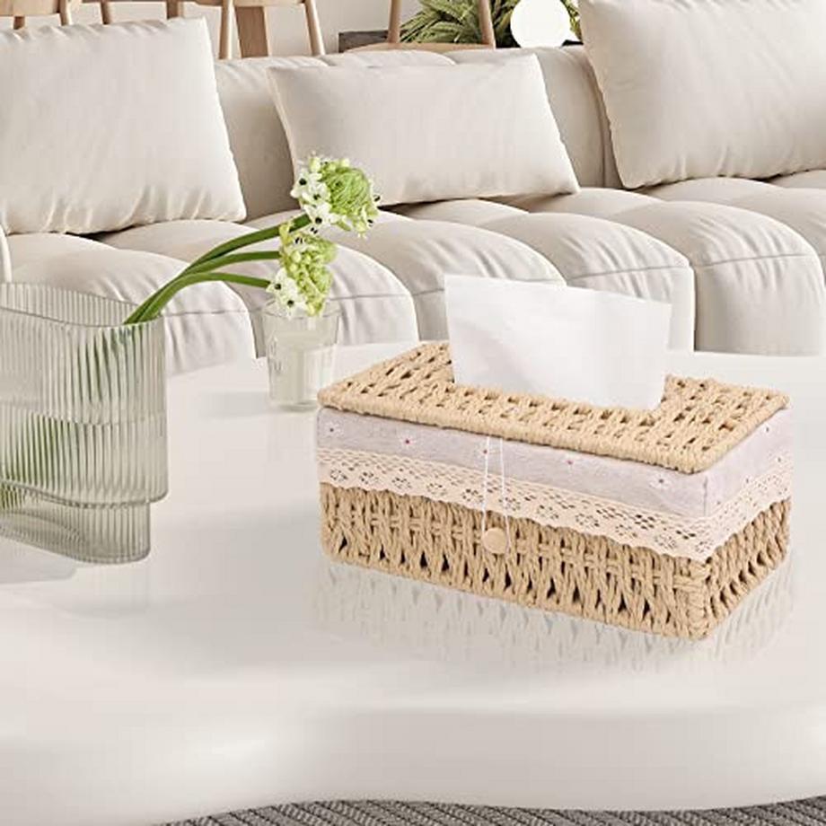 Alopini  Taschentücher Box aus Papierseil, Taschentuchbox Taschentuchspender mit Futter, Kosmetiktücher Box 