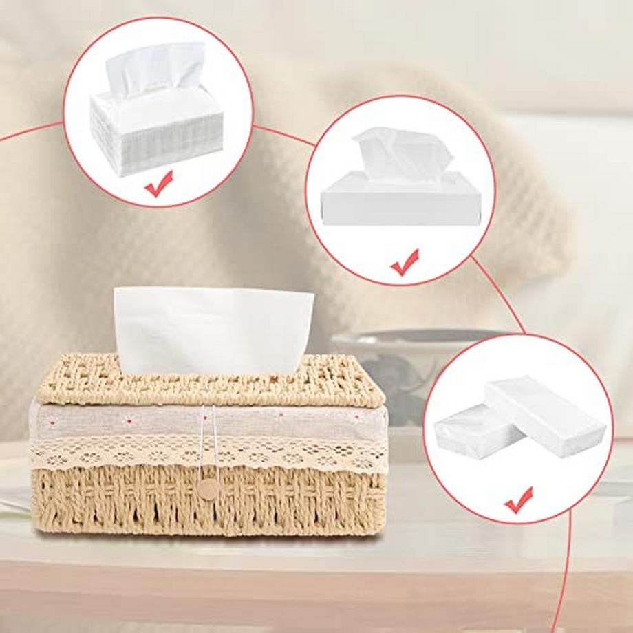Alopini  Taschentücher Box aus Papierseil, Taschentuchbox Taschentuchspender mit Futter, Kosmetiktücher Box 