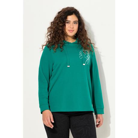 Ulla Popken  Sweat-shirt à capuche et manches longues, avec motif visage. Coupe Classic Fit. 