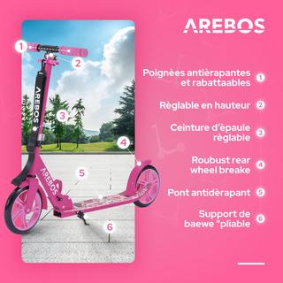 Arebos  Trottinette Kickroller Cityroller enfants adultes Trottinette Rose 