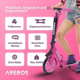 Arebos  Trottinette Kickroller Cityroller enfants adultes Trottinette Rose 