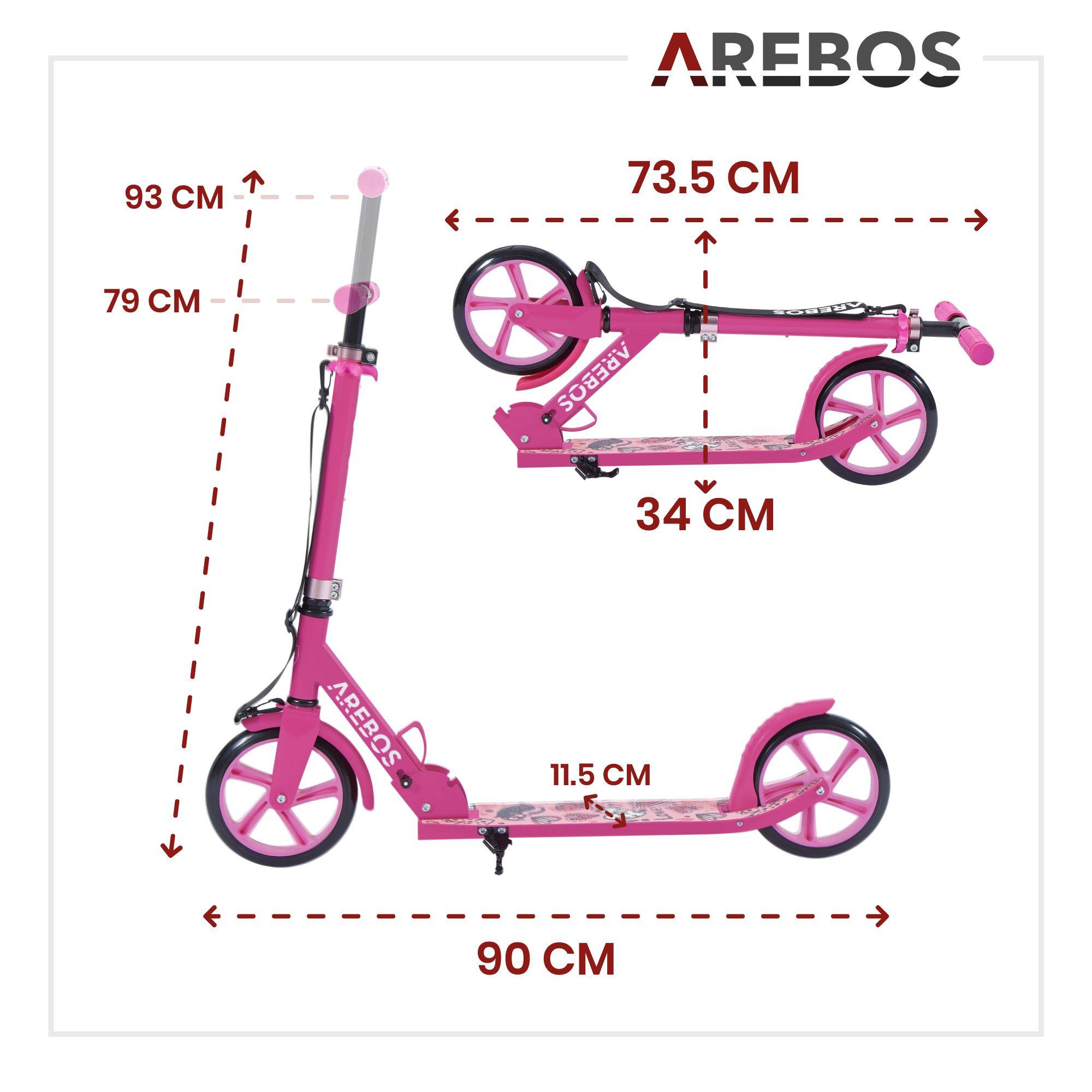 Arebos  Trottinette Kickroller Cityroller enfants adultes Trottinette Rose 