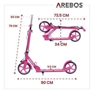 Arebos  Trottinette Kickroller Cityroller enfants adultes Trottinette Rose 