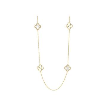 LEGENDE  Lange Halskette aus vergoldetem Silber, Zirkonoxid, Perlmutt