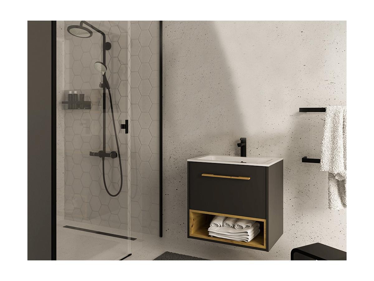 Vente-unique Mobile sotto lavabo sospeso antracite - 60 cm - YANGRA  