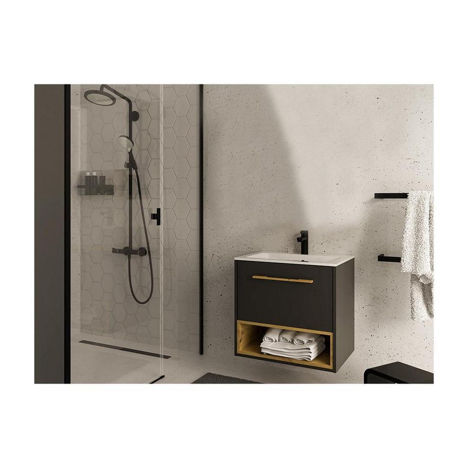 Vente-unique Mobile sotto lavabo sospeso antracite - 60 cm - YANGRA  