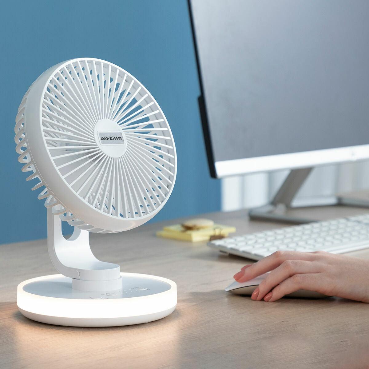 InnovaGoods Ventilatore da tavolo ricaricabile - Portatile e silenzioso  