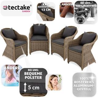 Tectake 4 Poltrone in rattan e alluminio, cuscini per seduta e schienale  