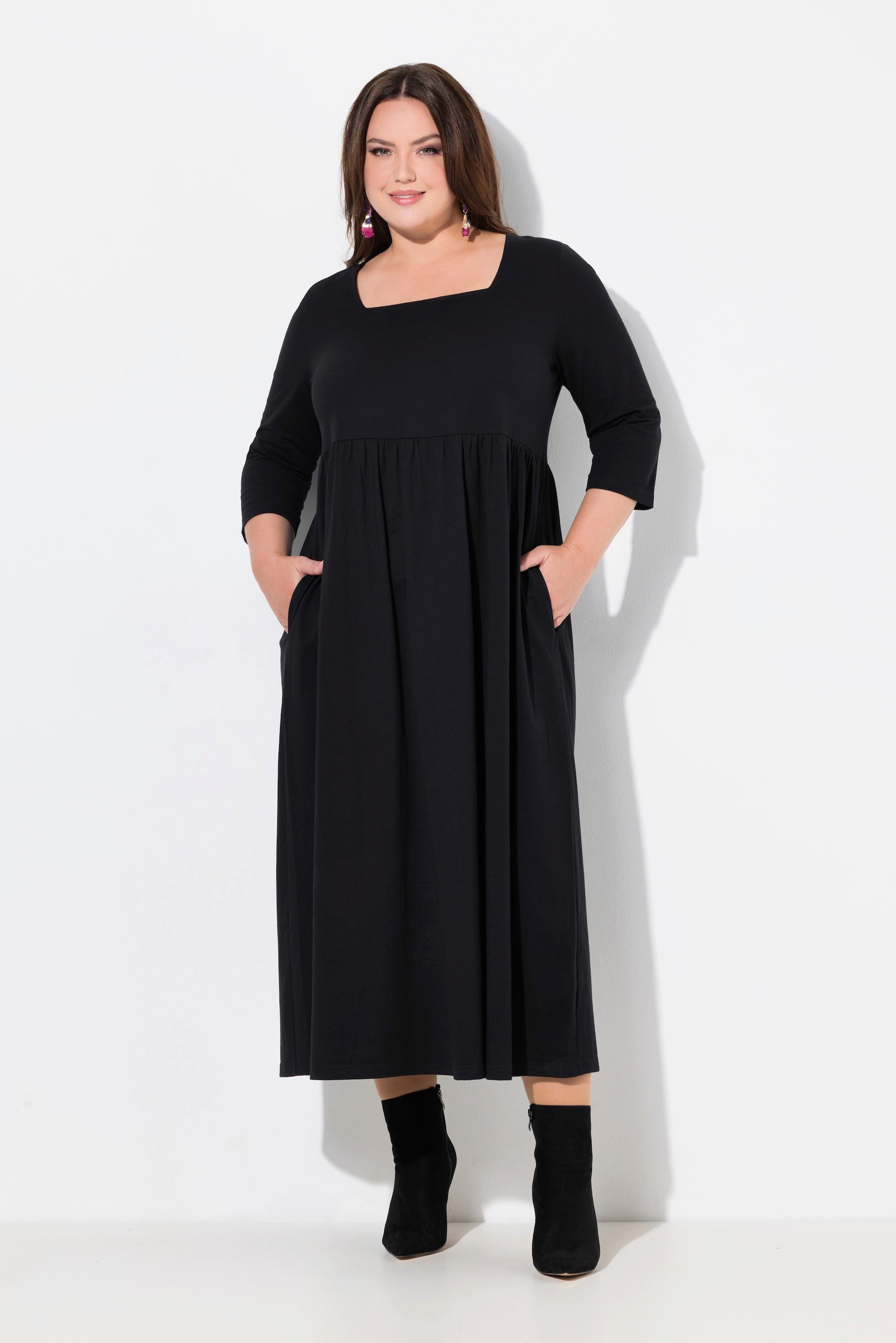 Ulla Popken  Jerseykleid, A-Linie, Carree-Ausschnitt, 3/4-Arm 