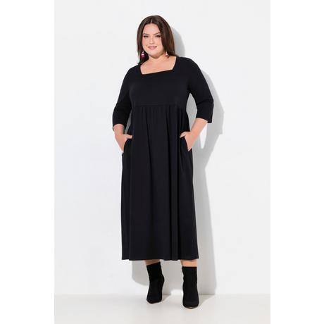 Ulla Popken  Jerseykleid, A-Linie, Carree-Ausschnitt, 3/4-Arm 