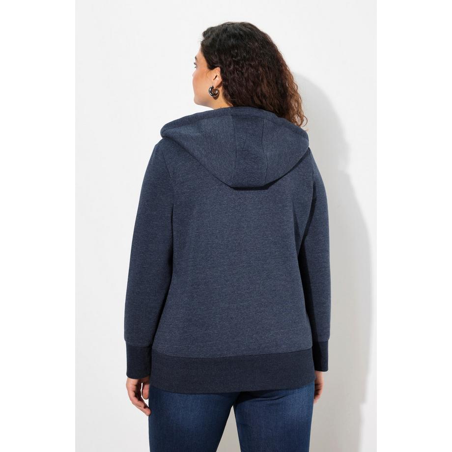 Ulla Popken Sweat-shirt à capuche Tissu Nid d'Abeille Manches Longues  