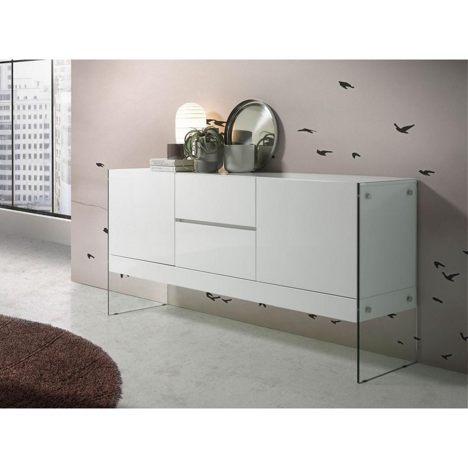 ANGEL CERDA Sideboard ausem Holz und gehärtetem Glas  