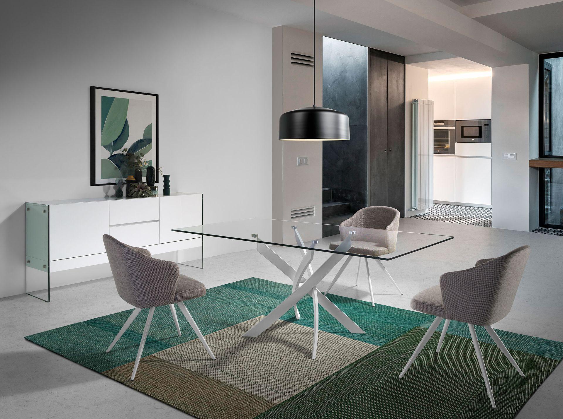 ANGEL CERDA Sideboard ausem Holz und gehärtetem Glas  