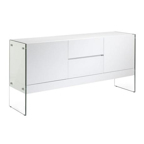 ANGEL CERDA Buffet en bois blanc et verre trempé  