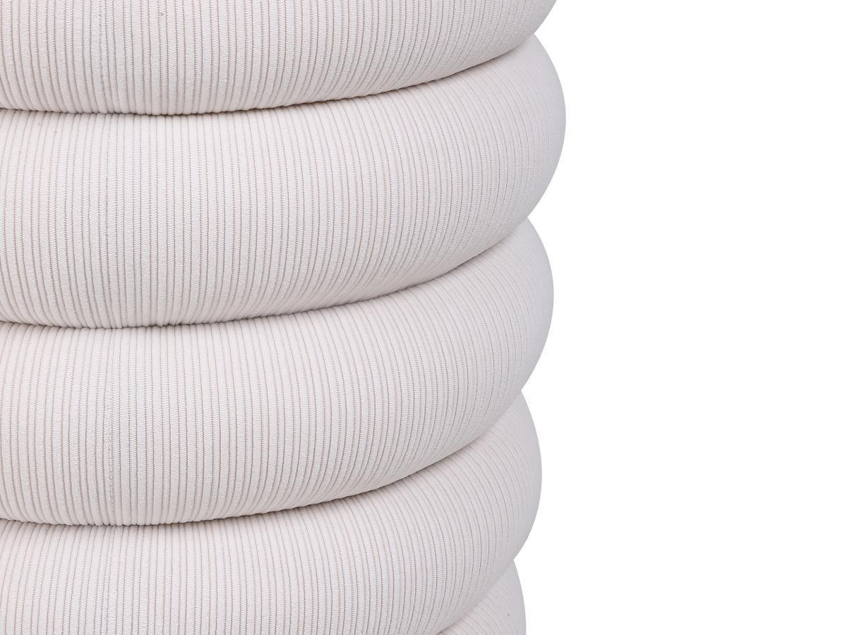 Vente-unique Pouf en velours côtelé crème ECAMBI  