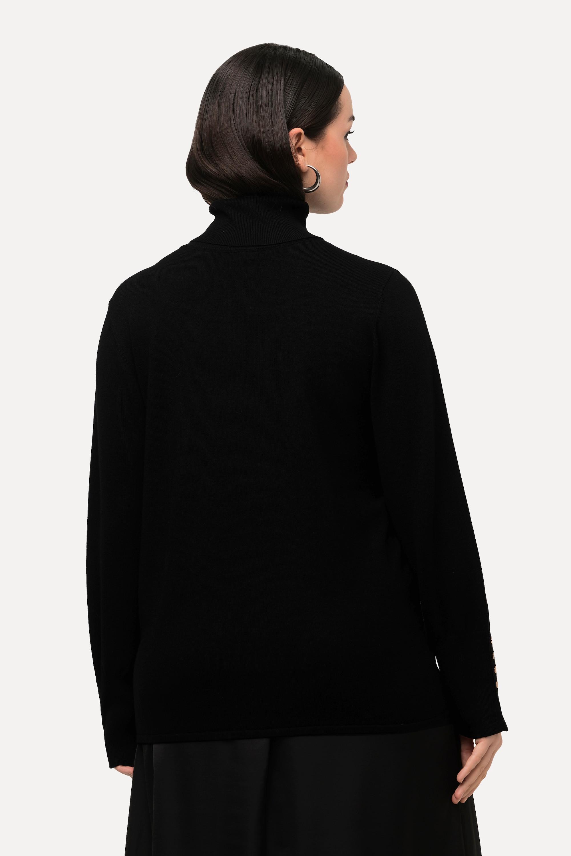 Ulla Popken Rollkragen Langarm Pullover mit Zierknöpfen  