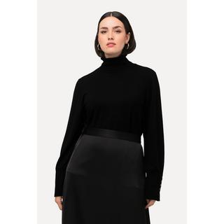 Ulla Popken Rollkragen Langarm Pullover mit Zierknöpfen  