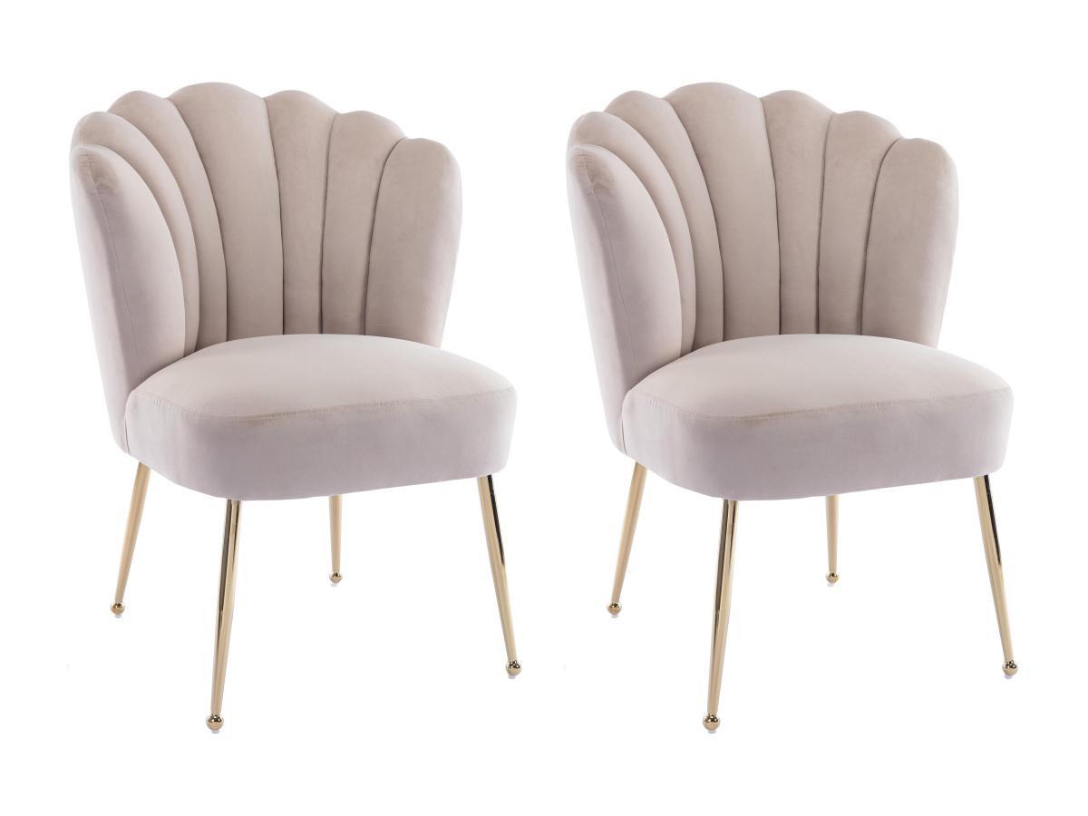 PASCAL MORABITO Lot de 2 chaises en velours et acier doré - Beige - RUTY de Pascal MORABITO  