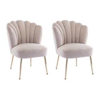 PASCAL MORABITO Lot de 2 chaises en velours et acier doré - Beige - RUTY de Pascal MORABITO  