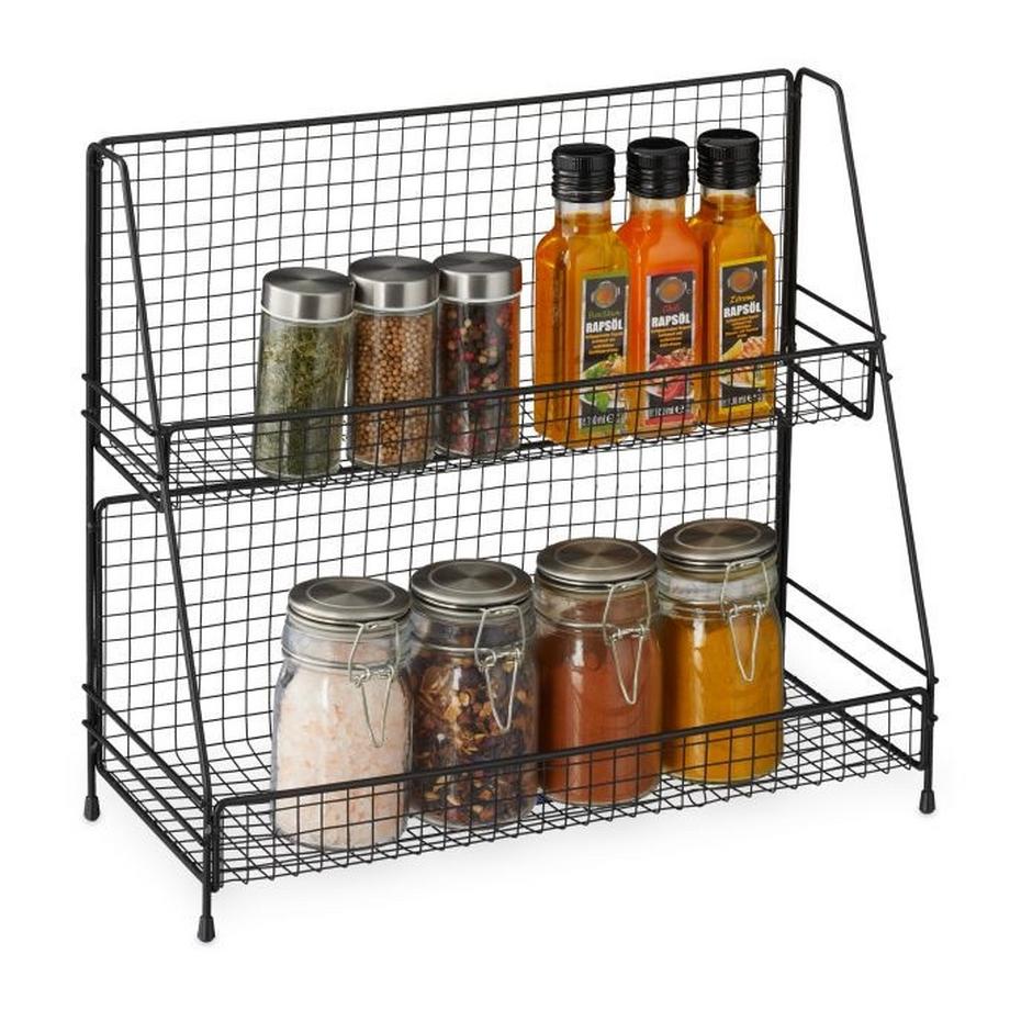Étagère à épices en métal noir