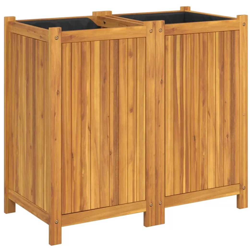 Jardinière avec doublure 84x42x75 cm bois massif d acacia