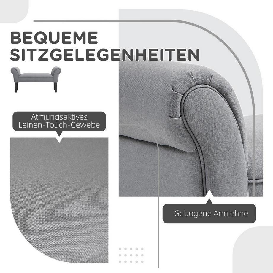 Northio Banc de lit, banc rembourré, banc de couloir pour chambre à coucher, capacité de charge jusqu'à 130 kg, tissu voile, gris foncé, 102 x 36 x 51 cm  
