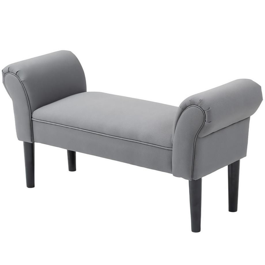 Banc de lit, banc rembourré, banc de couloir pour chambre à coucher, capacité de charge jusqu'à 130 kg, tissu voile, gris foncé, 102 x 36 x 51 cm