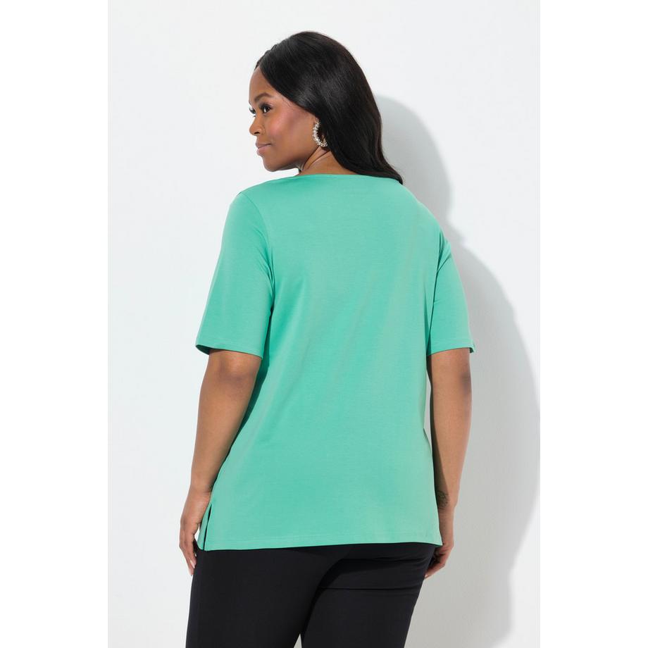 Ulla Popken T-Shirt Ziersteine A-Linie Rundhals Halbarm  