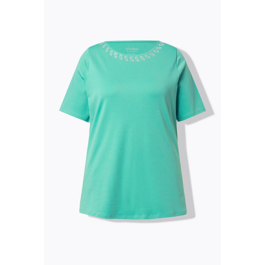 Ulla Popken T-Shirt Ziersteine A-Linie Rundhals Halbarm  