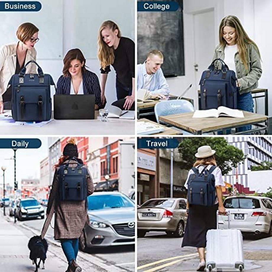 Only-bags.store Laptop Rucksack 15.6 Zoll mit Datenkabeltasche USB Ladeanschluss  