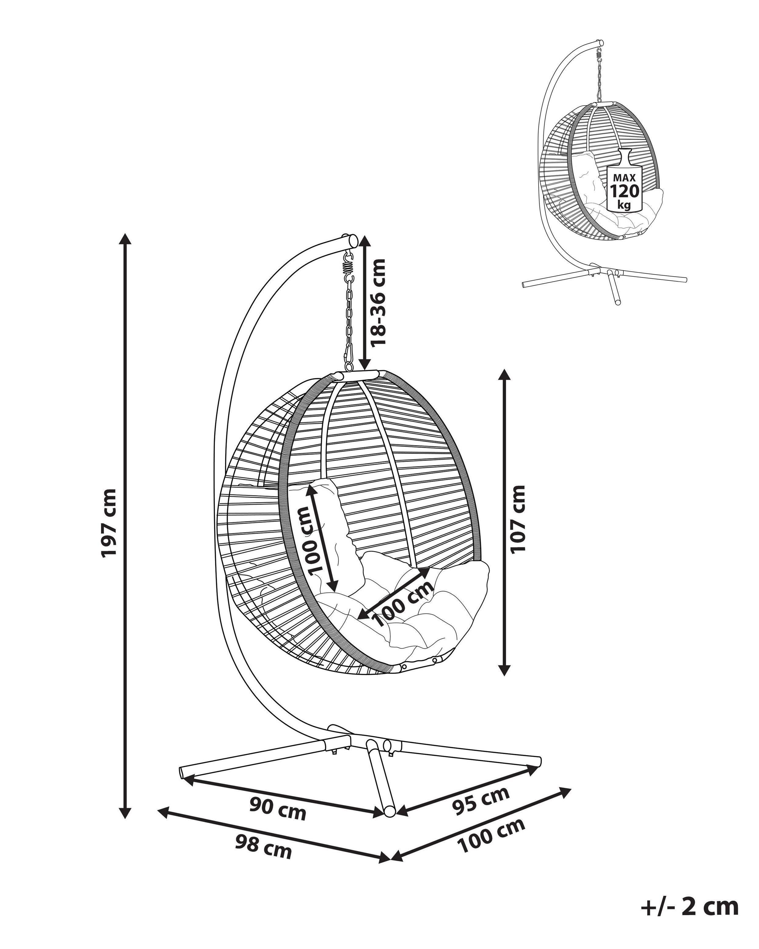 Beliani Fauteuil suspendu avec support en Tissu Boho ARCO  