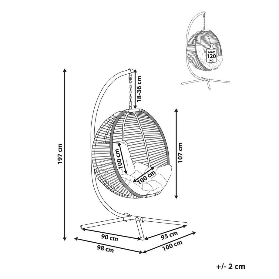 Beliani Hängesessel mit Gestell aus Stoff  ARCO  