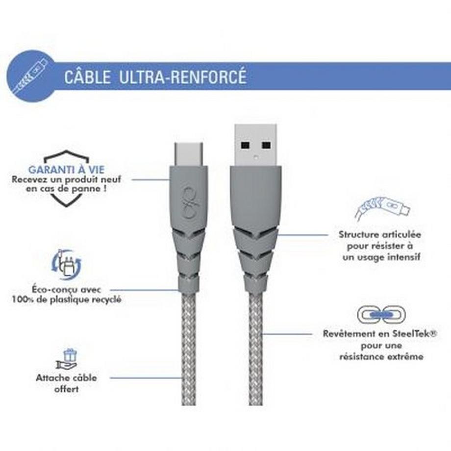 Force Power  USB-Kabel verstärkt USB A/USB-C 3m - 3A 