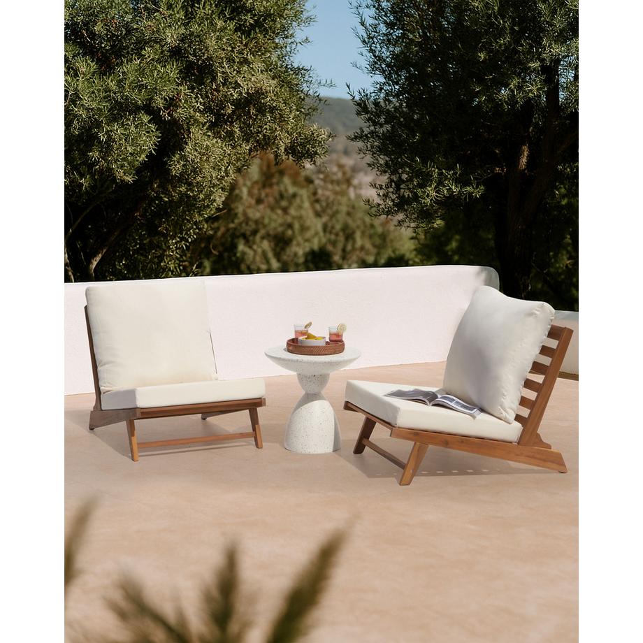 Beliani Stuhl mit Sitzkissen aus Akazienholz Rustikal MICCIANO  