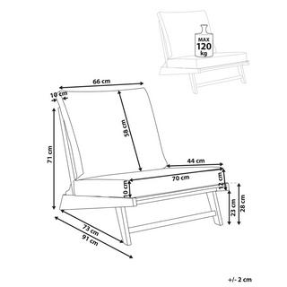 Beliani Chaise de jardin avec coussin en Acacia Rustique MICCIANO  