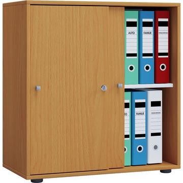 Büroschrank mit 2 Fächern | moderner Aktenschrank mit Schiebetüren | Maße ca. B. 70 x  H. 73 x T. 37 cm – Lona 2-Fach