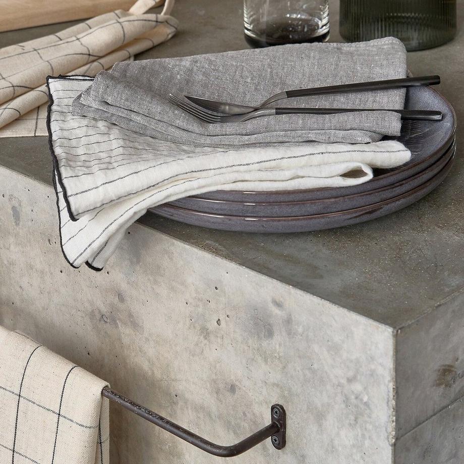 La Redoute Intérieurs Lot de 2 torchons tissé teint coton/lin  