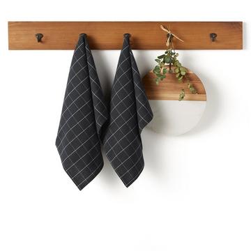 Lot de 2 torchons tissé teint coton/lin