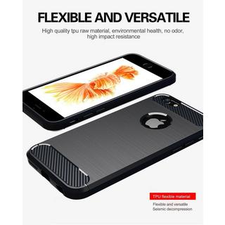 Cadorabo  Hülle für Apple iPhone 6  6S TPU Silikon Edelstahl-Karbonfaser Optik 