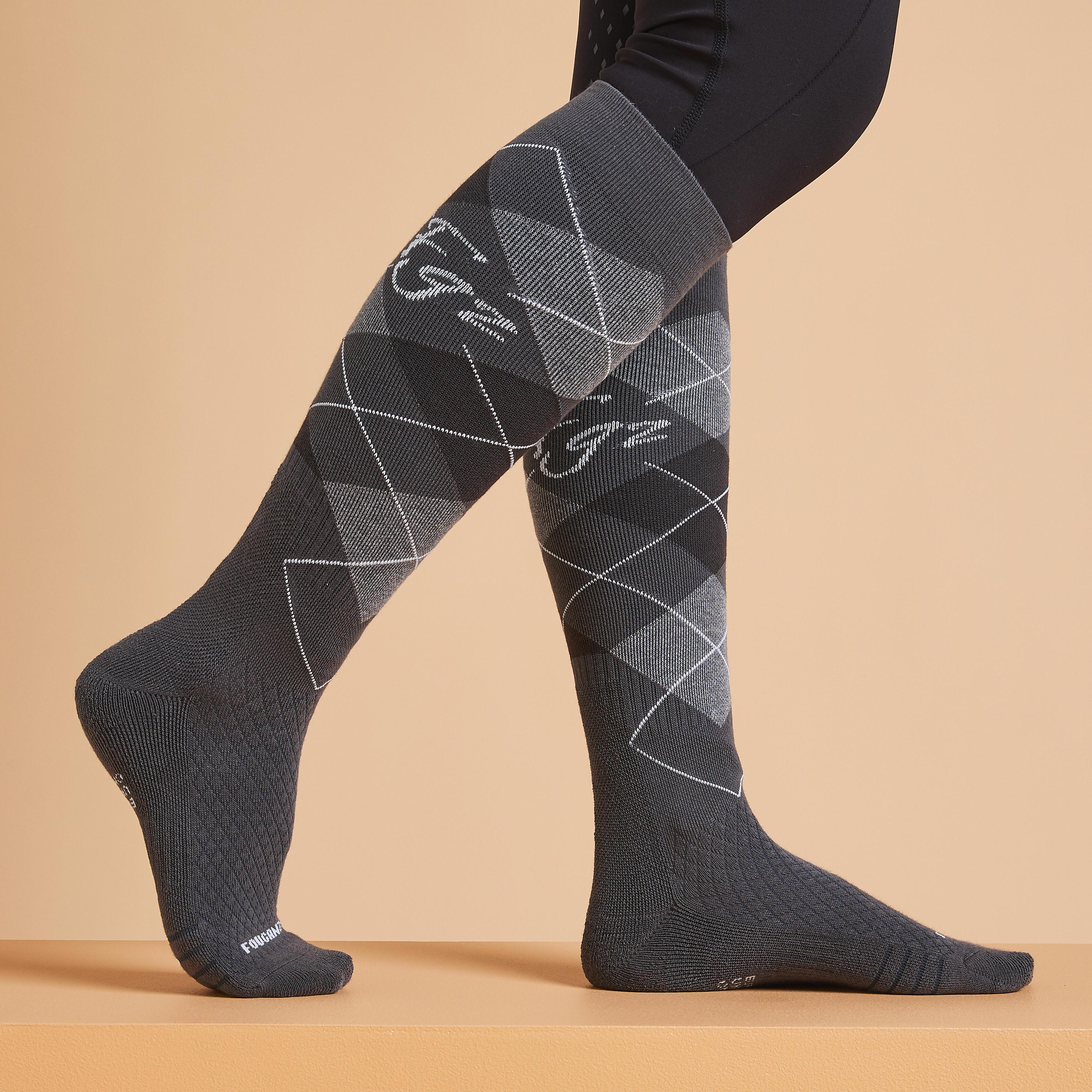 FOUGANZA Chaussettes en coton Argyle lot de 2  