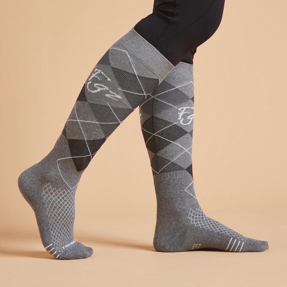 FOUGANZA Chaussettes en coton à carreaux lot de 2  