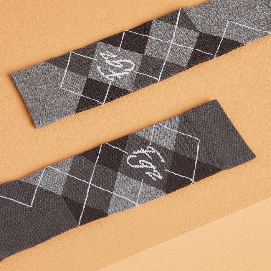 FOUGANZA Chaussettes en coton à carreaux lot de 2  